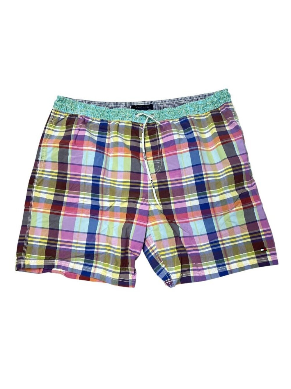 Tommy Hilfiger Men's XL Multicolor Plaid Swim Trunks Mesh Lined C0677